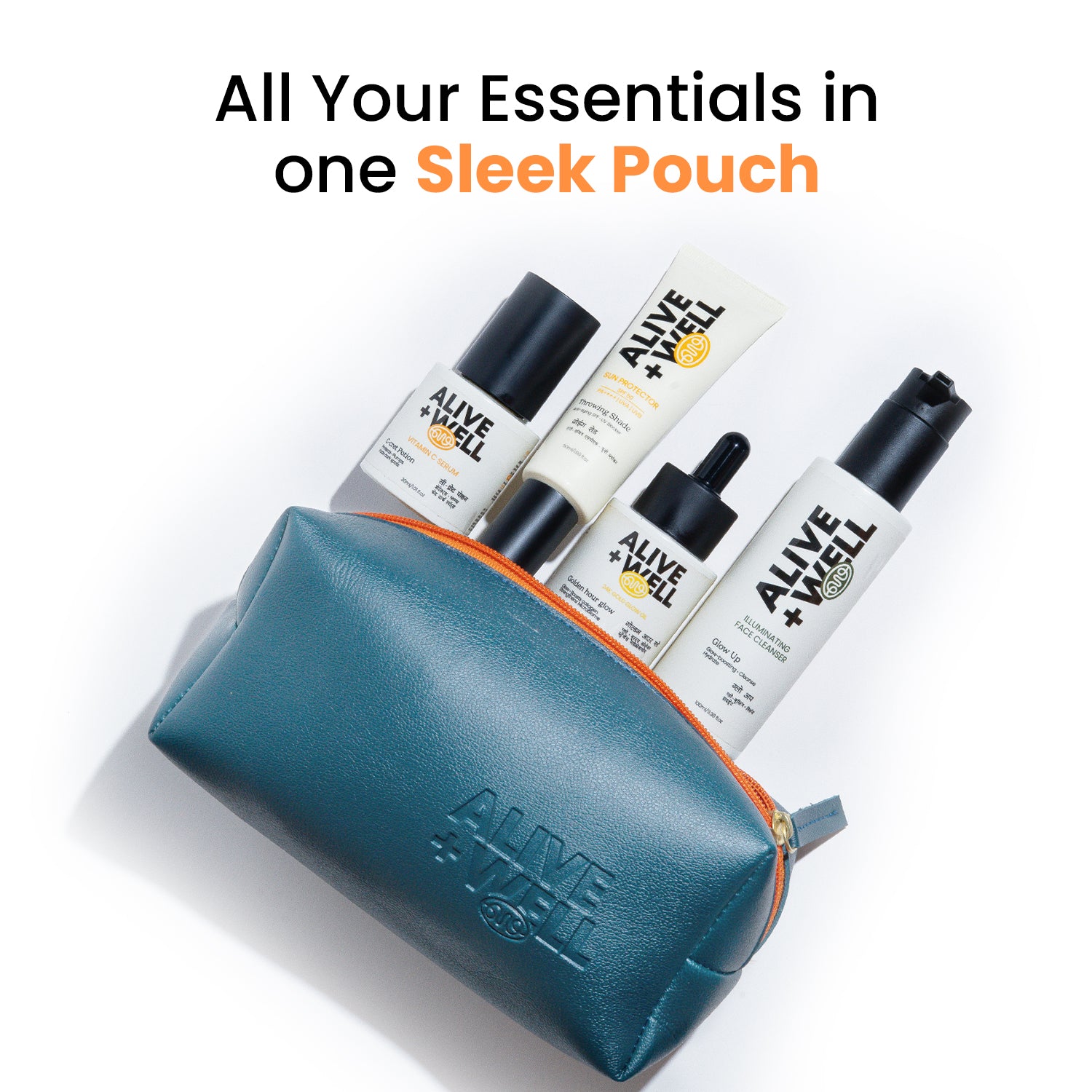 Alive + Well Luxury Skincare Travel Pouch - Teal Alive & Well