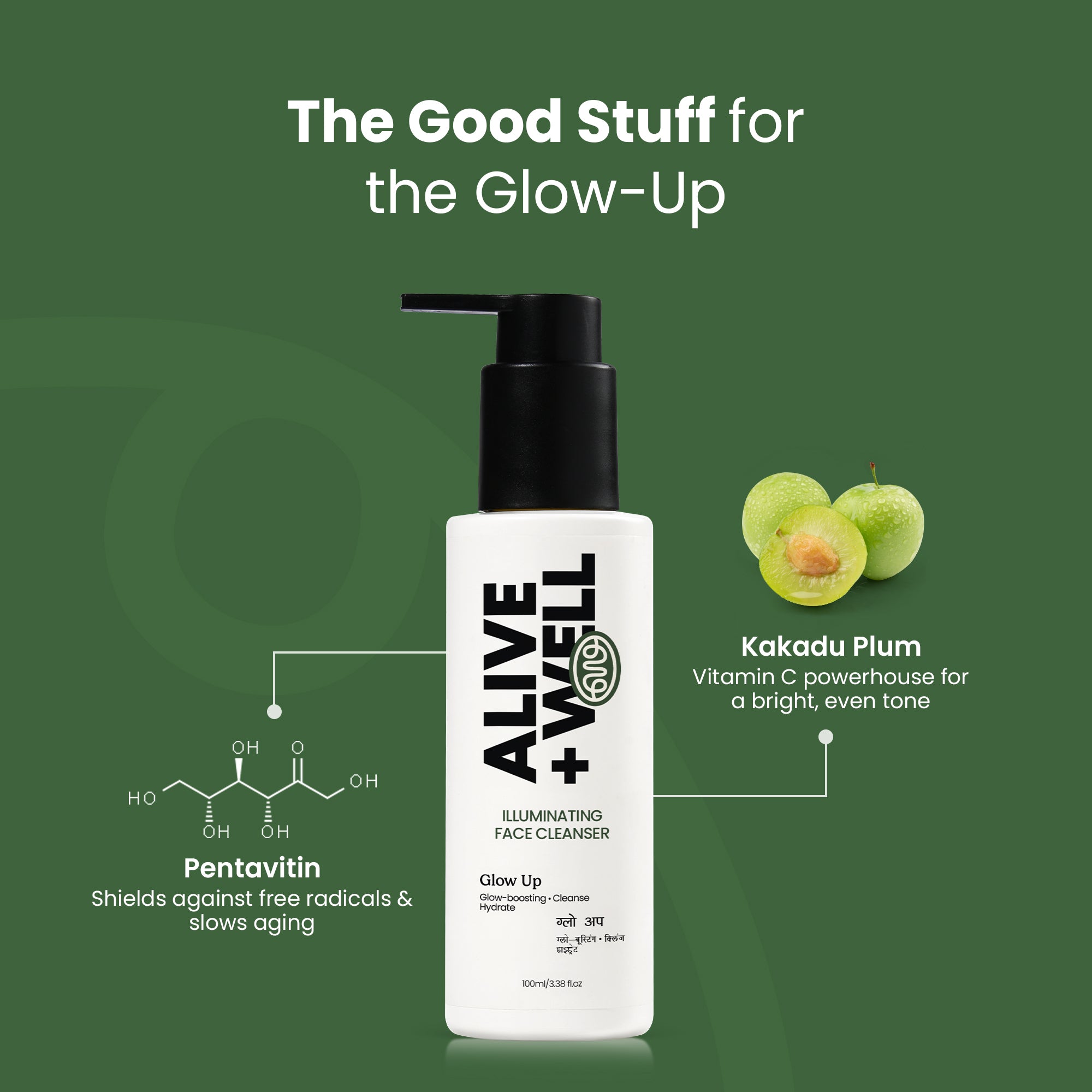 Radiant Skin Bundle, Glow Up Illuminating Face Cleanser (100 ml) + C-cret Potion Vitamin C Serum (30ml) Alive & Well