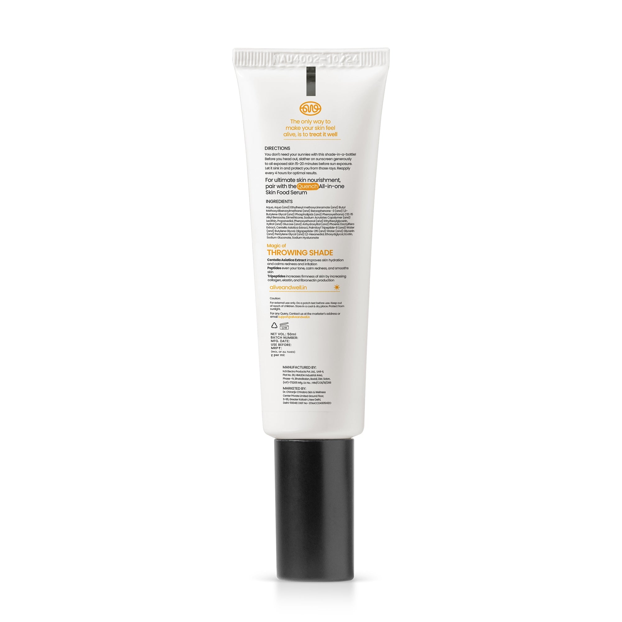 SPF 50 PA++++ (50ML) Throwing Shade Sunscreen  (Celebrity Special) Alive & Well