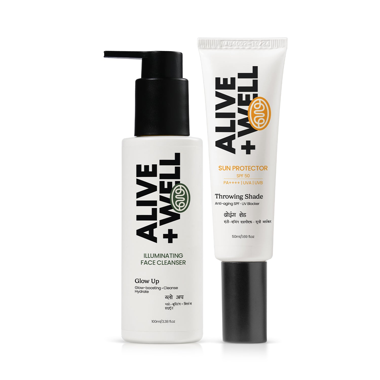 Alive + Well Anti-ageing Skin Defence Duo, Sunscreen 50ml, Face Cleanser 100ml
